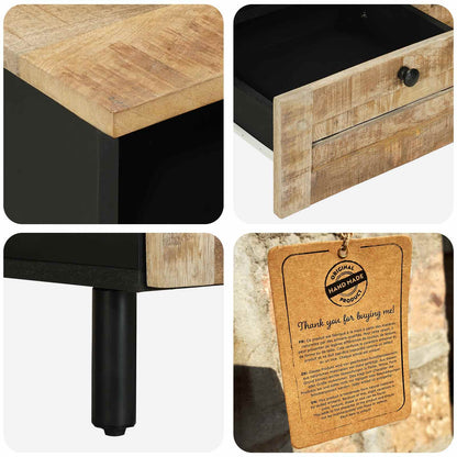 Coffee Table Brown and Black 80 x 54 x 40 cm Solid Mango Wood