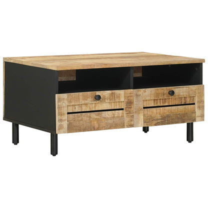 Coffee Table Brown and Black 80 x 54 x 40 cm Solid Mango Wood