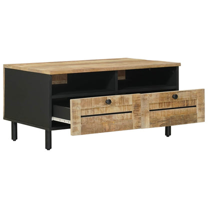 Coffee Table Brown and Black 80 x 54 x 40 cm Solid Mango Wood