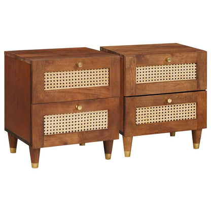 Bedside Cabinet 2 pcs Brown 40 x 33.5 x 46 cm Solid Acacia wood