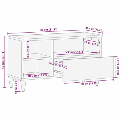 TV Cabinet with Drawer Brown 80 x 33.5 x 46 cm Solid Mango Wood