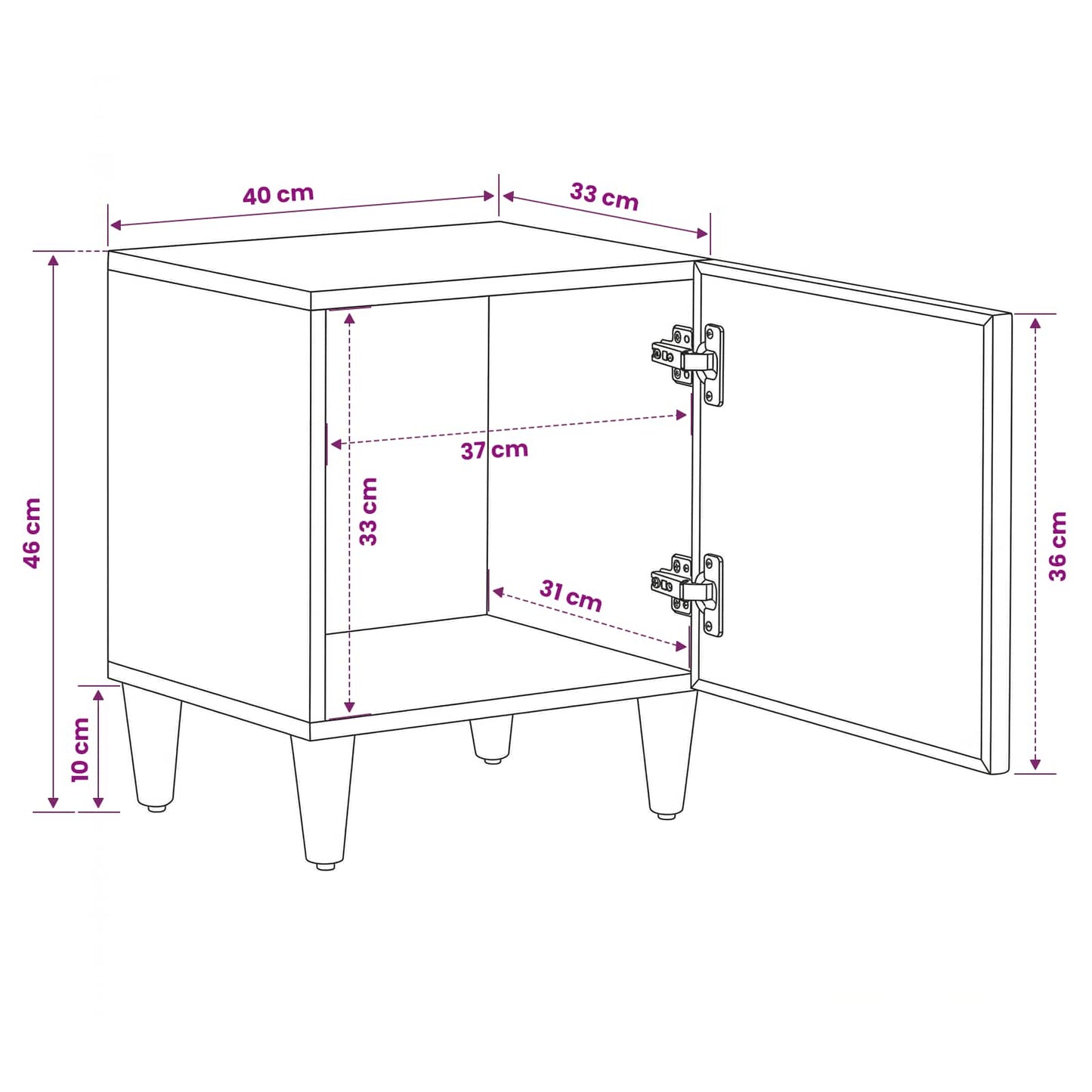 Bedside Table Brown 40 x 33.5 x 46 cm Solid Mango Wood