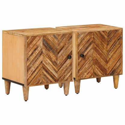 Bedside Table 2 pcs Brown 40 x 33.5 x 46 cm Solid Mango Wood