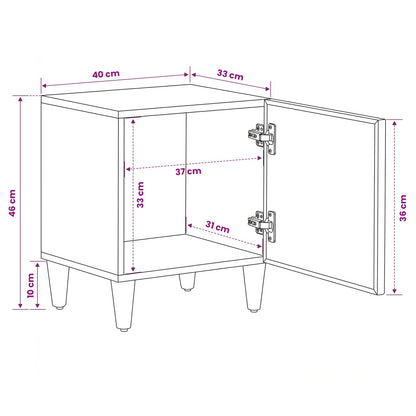 Bedside Table 2 pcs Brown 40 x 33.5 x 46 cm Solid Mango Wood