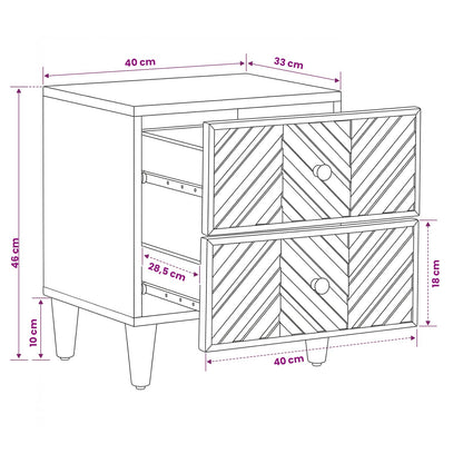Bedside Table 2 pcs Brown 40 x 33.5 x 46 cm Solid Mango Wood