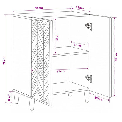 Storage Cabinets Brown 60 x 33.5 x 75 cm Solid Mango Wood
