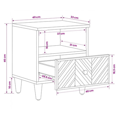 Bedside Table 2 pcs Brown 50 x 33 x 60 cm Solid Mango Wood
