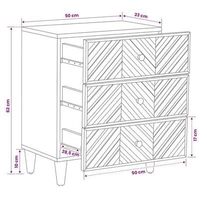 Bedside Table Brown 50 x 33 x 60 cm Solid Mango Wood
