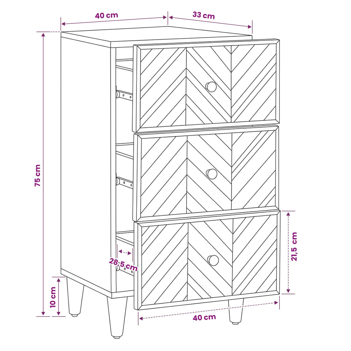 Storage Cabinets Brown 40 x 33.5 x 75 cm Solid Mango Wood