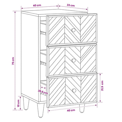 Storage Cabinets Brown 40 x 33.5 x 75 cm Solid Mango Wood