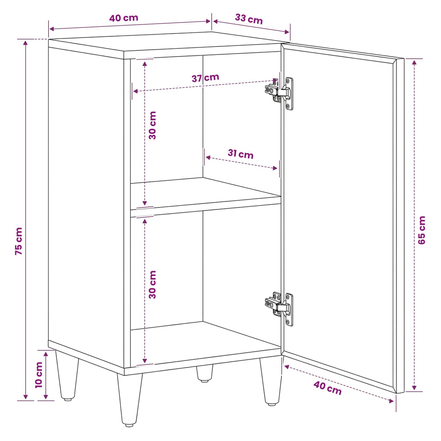 Storage Cabinets Brown 40 x 33.5 x 75 cm Solid Mango Wood