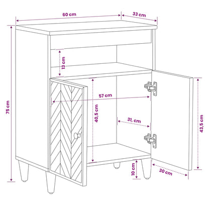 Storage Cabinets Brown 60 x 33.5 x 75 cm Solid Mango Wood