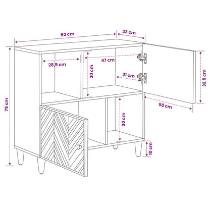 Storage Cabinets Brown 80 x 33.5 x 75 cm Solid Mango Wood