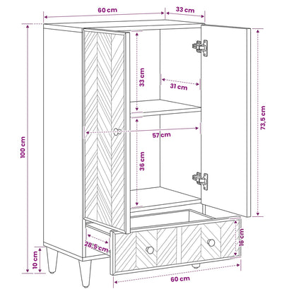 Storage Cabinets Brown 60 x 33.5 x 100 cm Solid Mango Wood