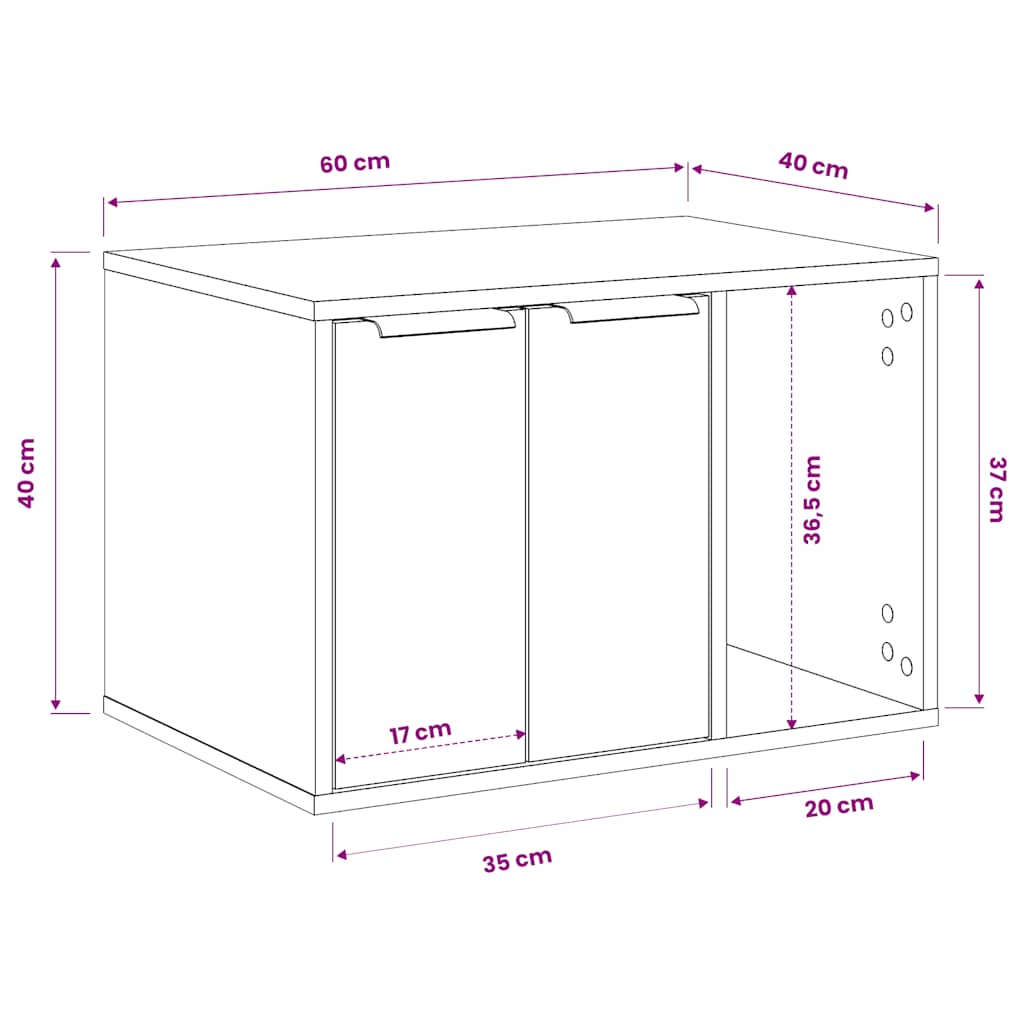 857724 vidaXL Cat Litter Box Enclosure White 60x40x40 cm Engineered Wood