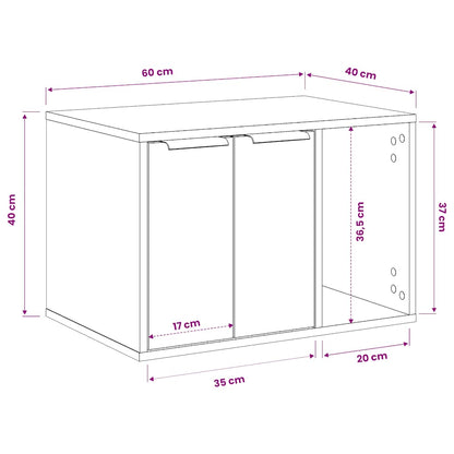 857724 vidaXL Cat Litter Box Enclosure White 60x40x40 cm Engineered Wood