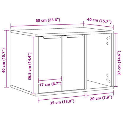 Cat Litter Box Enclosure Concrete Grey 60x40x40 cm Engineered Wood
