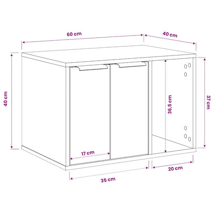 Cat Litter Box Enclosure Artisian Oak 60x40x40 cm Engineered Wood