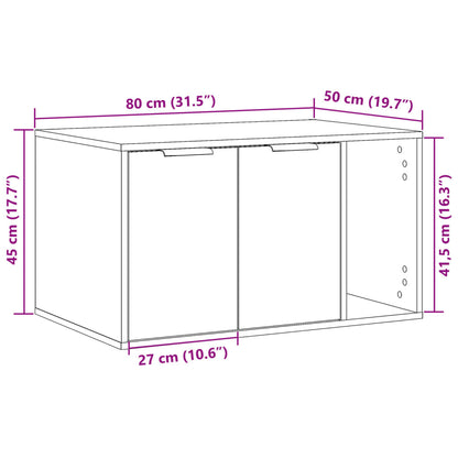 Cat Litter Box Enclosure Concrete Grey 80x50x45 cm Engineered Wood