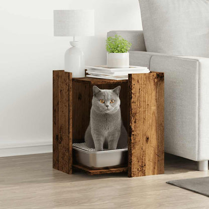 Cat Litter Box Enclosure Old Wood 42x42x51 cm Engineered Wood