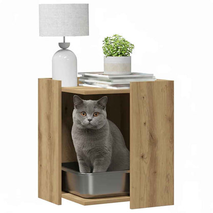 Cat Litter Box Enclosure Artisian Oak 42x42x51 cm Engineered Wood