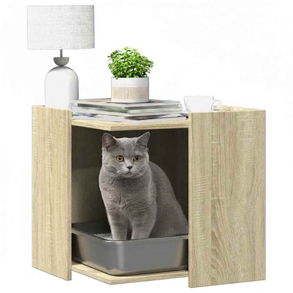 Cat Litter Box Enclosure Sonoma Oak 53x53x51 cm Engineered Wood
