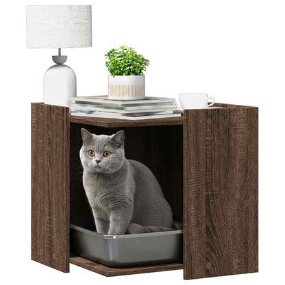 Cat Litter Box Enclosure Brown Oak 53x53x51 cm Engineered Wood