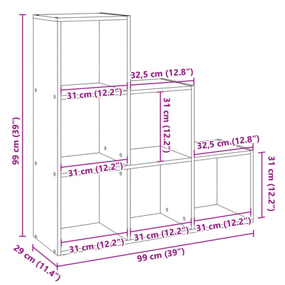 Room Divider Bookcase 3-Tier Concrete Grey 99x29x99 cm Engineered Wood