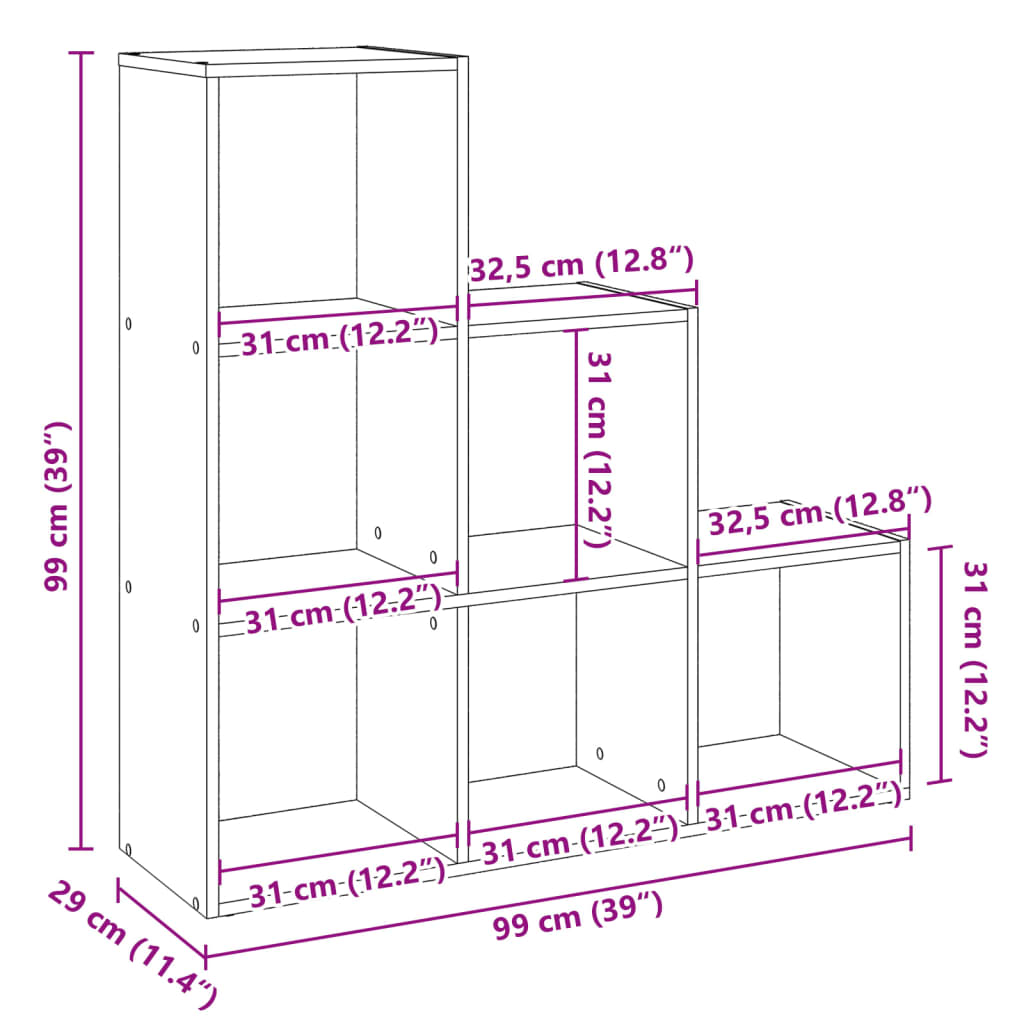 Room Divider Bookcase 3-Tier Artisan Oak 99x29x99 cm Engineered Wood