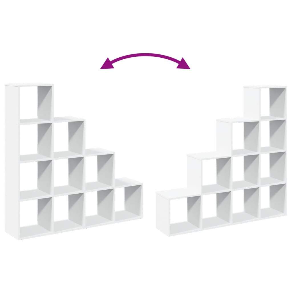 Room Divider Bookcase 4-Tier White 131,5x29x131,5 cm Engineered Wood