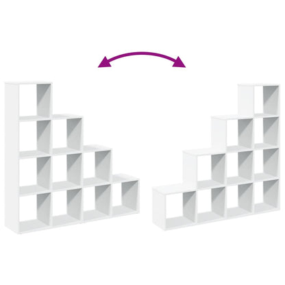 Room Divider Bookcase 4-Tier White 131,5x29x131,5 cm Engineered Wood