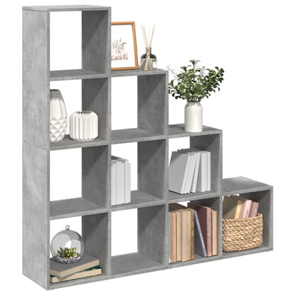 Room Divider Bookcase 4-Tier Concrete Grey 131,5x29x131,5 cm Engineered Wood