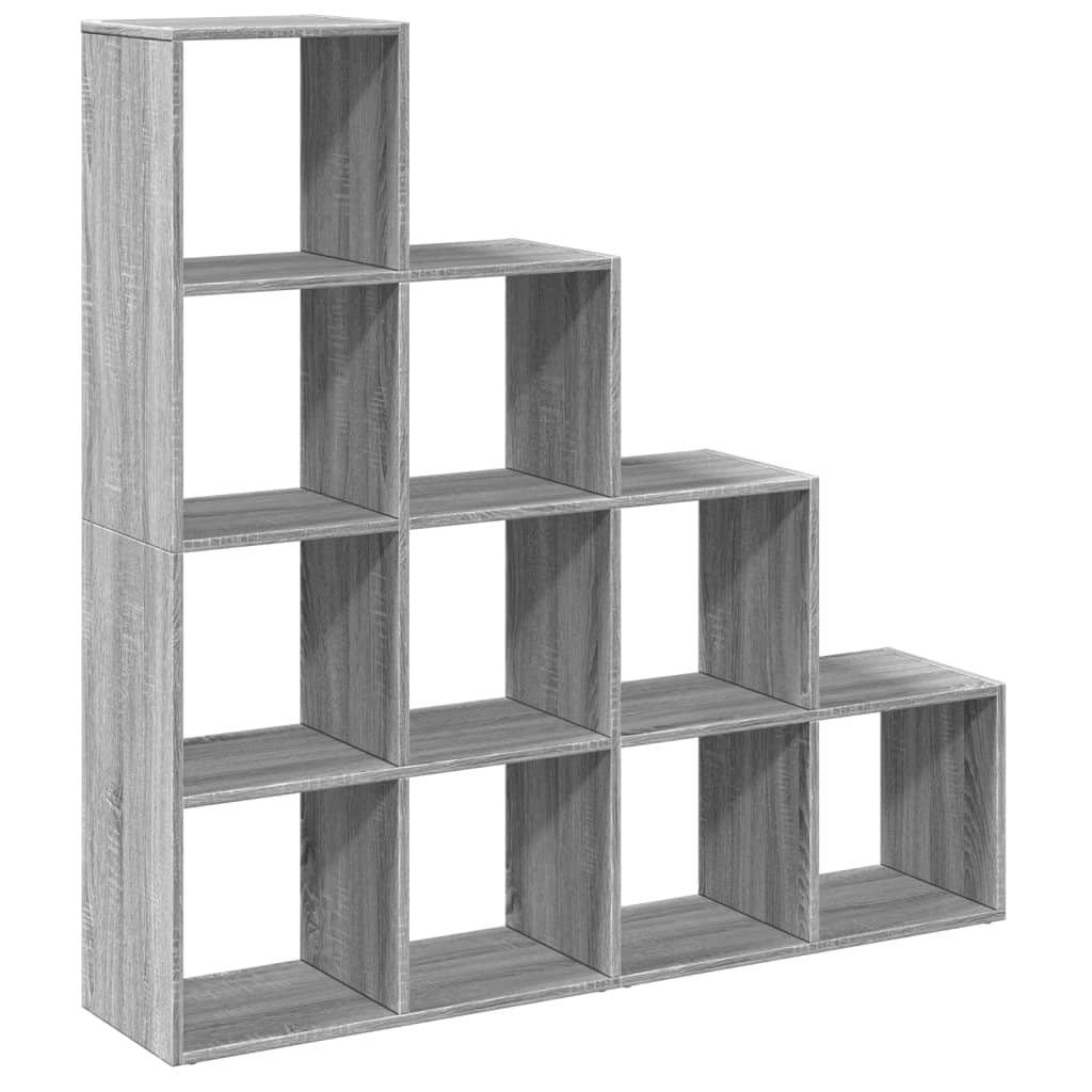 Room Divider Bookcase 4-Tier Grey Sonoma 131,5x29x131,5 cm Engineered Wood