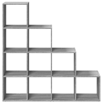 Room Divider Bookcase 4-Tier Grey Sonoma 131,5x29x131,5 cm Engineered Wood