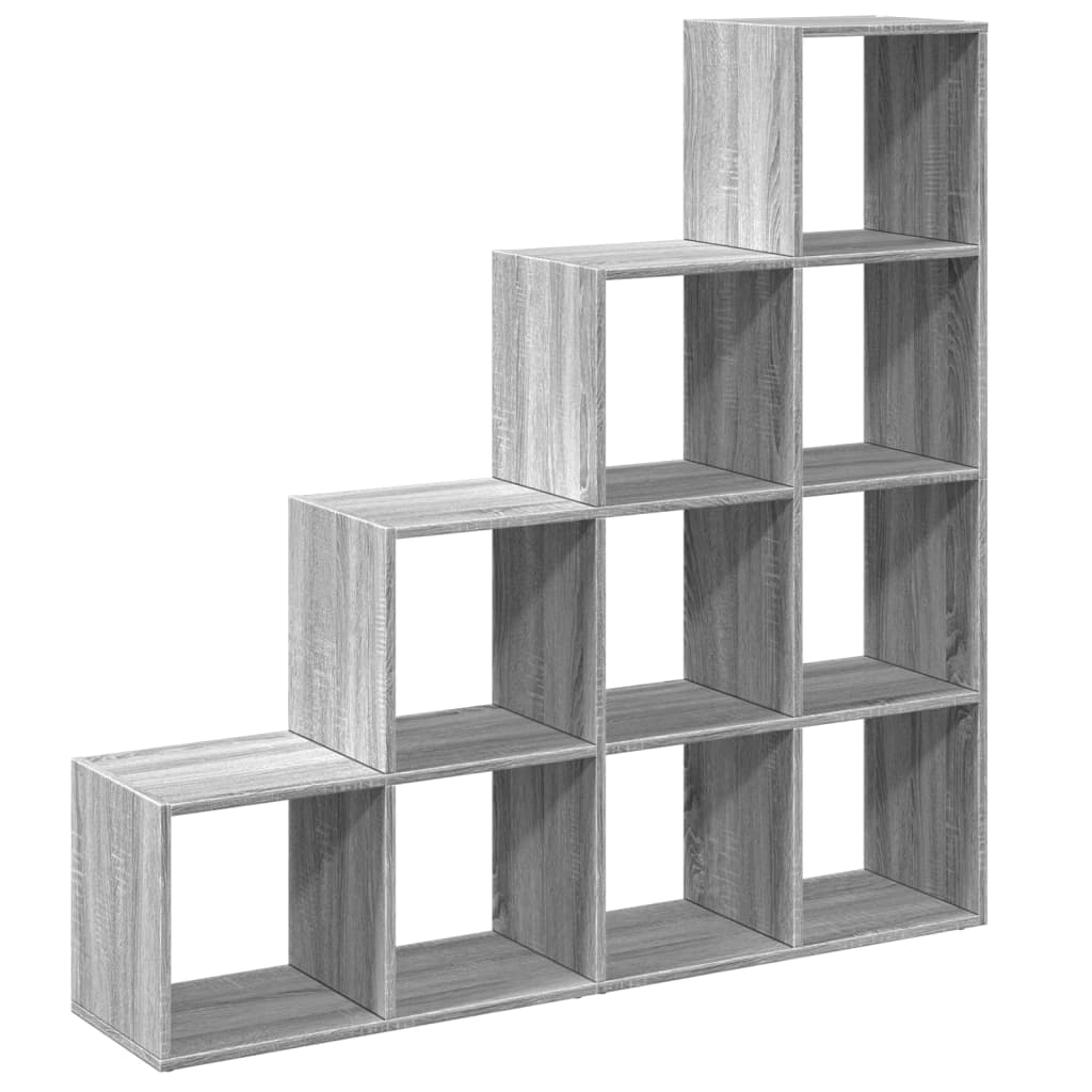 Room Divider Bookcase 4-Tier Grey Sonoma 131,5x29x131,5 cm Engineered Wood