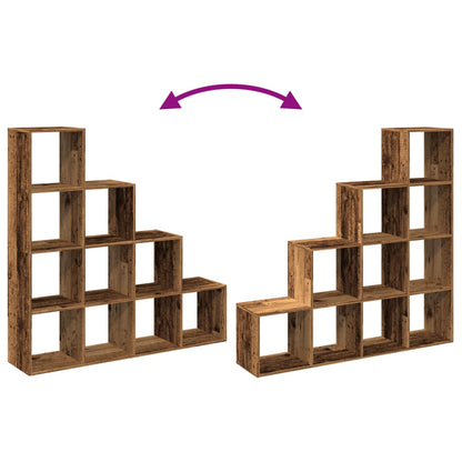 Room Divider Bookcase 4-Tier Old Wood 131,5x29x131,5 cm Engineered Wood