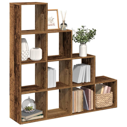 Room Divider Bookcase 4-Tier Old Wood 131,5x29x131,5 cm Engineered Wood