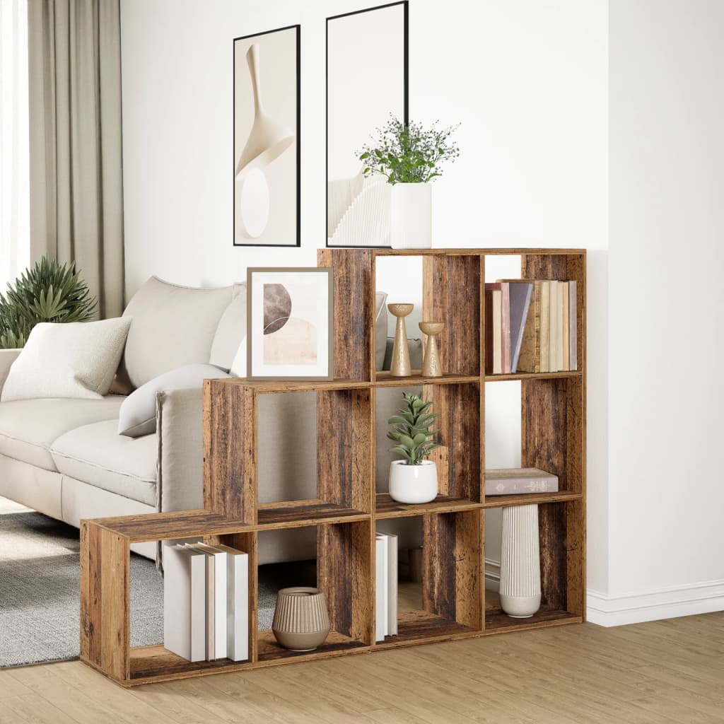 Room Divider Bookcase 3-Tier Old Wood 137,5x29x103,5 cm Engineered Wood