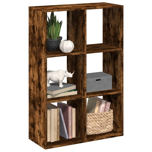 Room Divider Bookcase Smoked Oak 69,5x29x103,5 cm Engineered Wood
