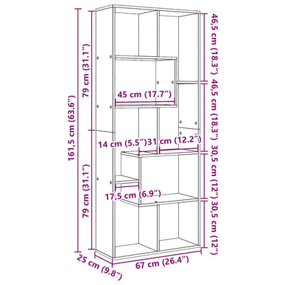 Room Divider Bookcase White 67x25x161.5 cm Engineered Wood