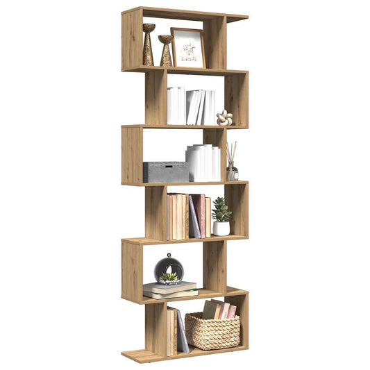 Room Divider Bookcase 6-Tier Artisan Oak 70x24x193 cm Engineered Wood