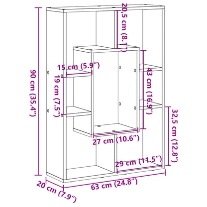Bookcase Grey Sonoma 63x20x90 cm Engineered Wood