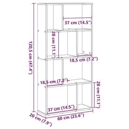 Bookcase Grey Sonoma 60x20x120,5 cm Engineered Wood