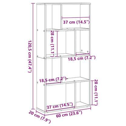 Bookcase Brown Oak 60x20x120,5 cm Engineered Wood