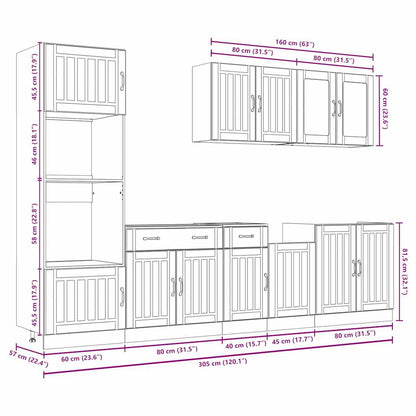 7 Piece Kitchen Cabinet Set Lucca High Gloss White Engineered Wood