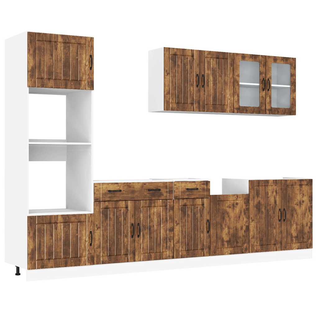 7 Piece Kitchen Cabinet Set Lucca Smoked Oak Engineered Wood