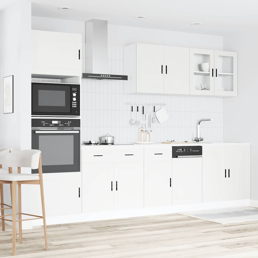 7 Piece Kitchen Cabinet Set Porto White Engineered Wood