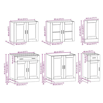 7 Piece Kitchen Cabinet Set Porto White Engineered Wood
