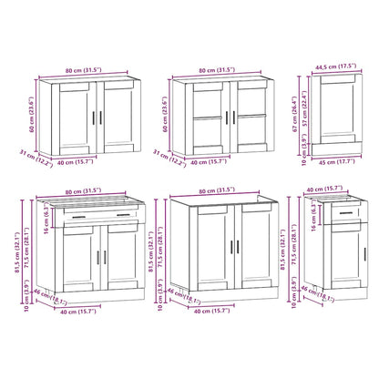 7 Piece Kitchen Cabinet Set Porto Old Wood Engineered Wood