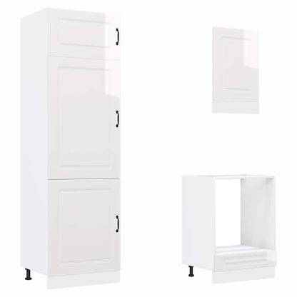 7 Piece Kitchen Cabinet Set Kalmar High Gloss White Engineered Wood